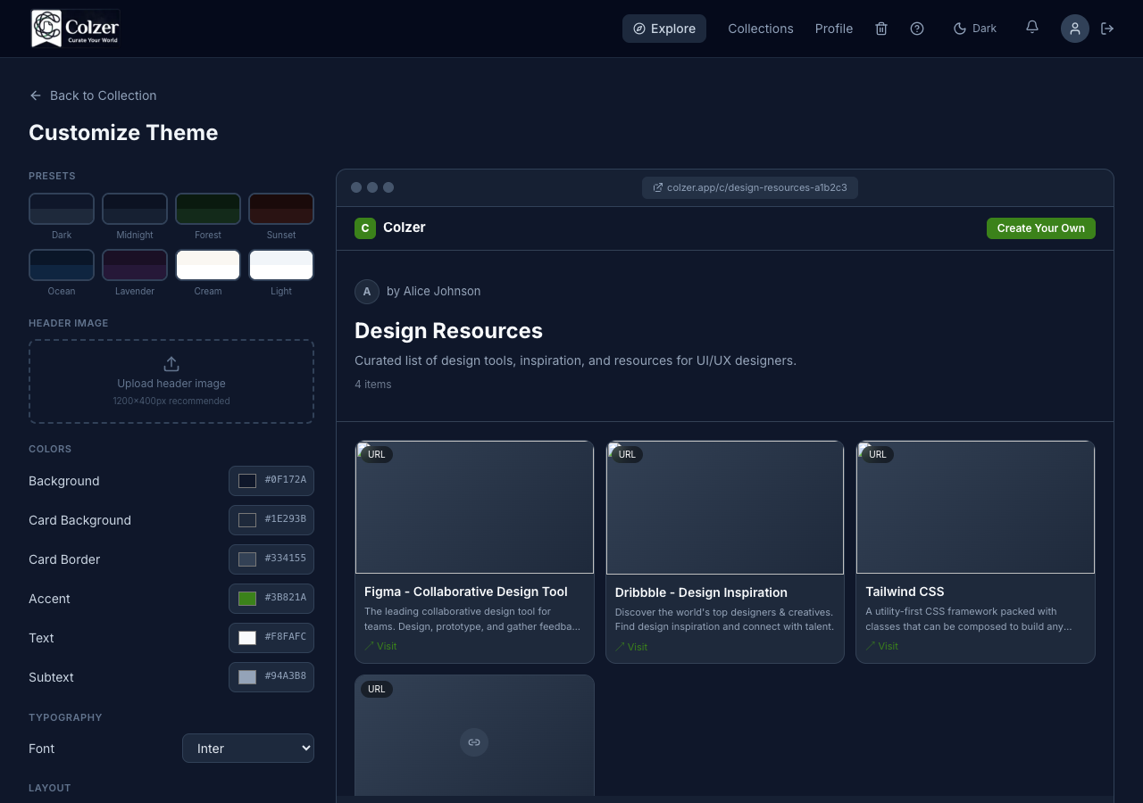 Customize your collection theme